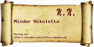 Minder Nikoletta névjegykártya